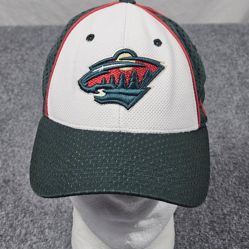 Minnesota Wild Zephyr Hat Mens M L Green White Mesh ZFit NHL Hockey Cap Mesh